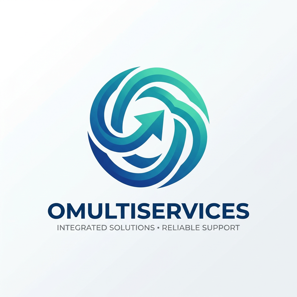 Omultiservices logo with circular arrow symbol and tagline Integrated Solutions • Reliable Support